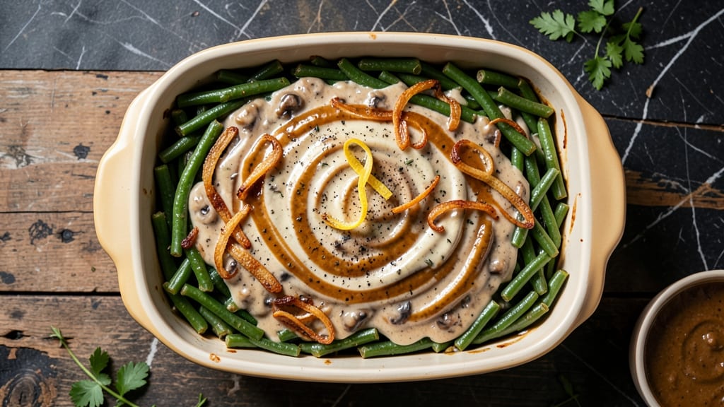 Alton Brown's Best Ever Green Bean Casserole Recipe: Crispy French Fried Onions and Creamy Mushroom Magic
