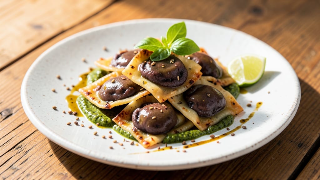 Black Bean Ravioli Recipe: Creamy Cumin-Lime Filling With Crispy Tortilla Crowns