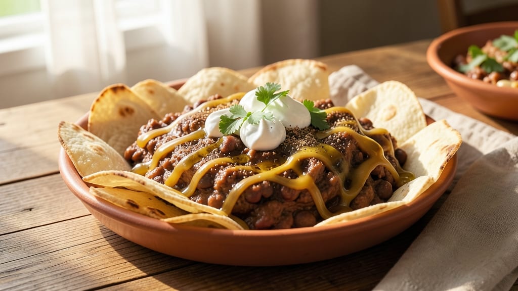Bean Stuff Recipe: Crispy Tortilla Crowns Over Melty Cheese Rivers