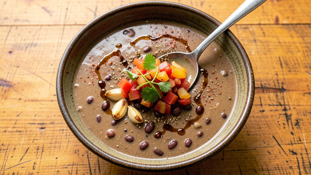 Bob's Red Mill Black Bean Soup Recipe: Smoky Cumin and Charred Tortilla Crown Topping