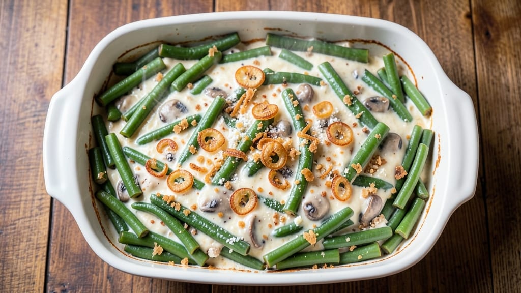 Bulk Green Beans Casserole Recipe: Crispy Topped Crowd-Pleaser for Holiday Tables