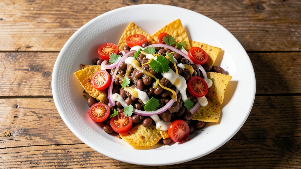Black Bean Salsa Recipe with Italian Dressing: Crunchy Tortilla Crowns Over Herbed Creamy Base