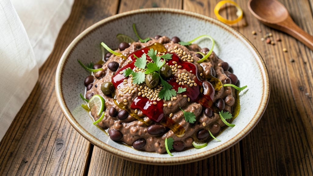 Black Bean Caviar Dip Recipe: Lime-Zested Creaminess With Crunchy Topping