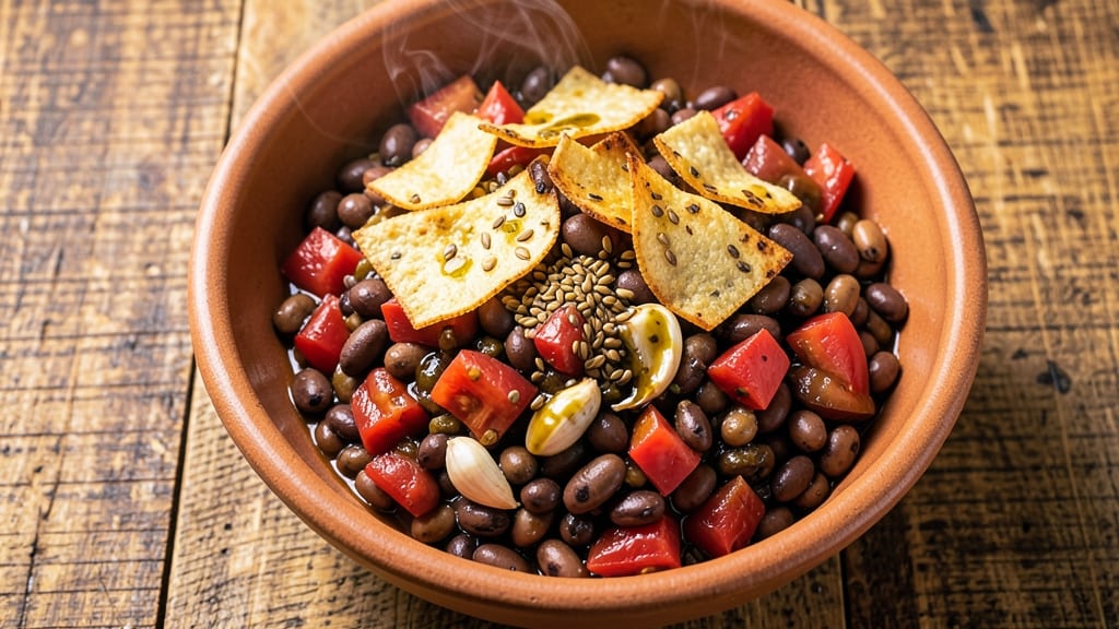 Bean Supreme Recipe: Crispy Tortilla Crowns Over Creamy Cumin Base