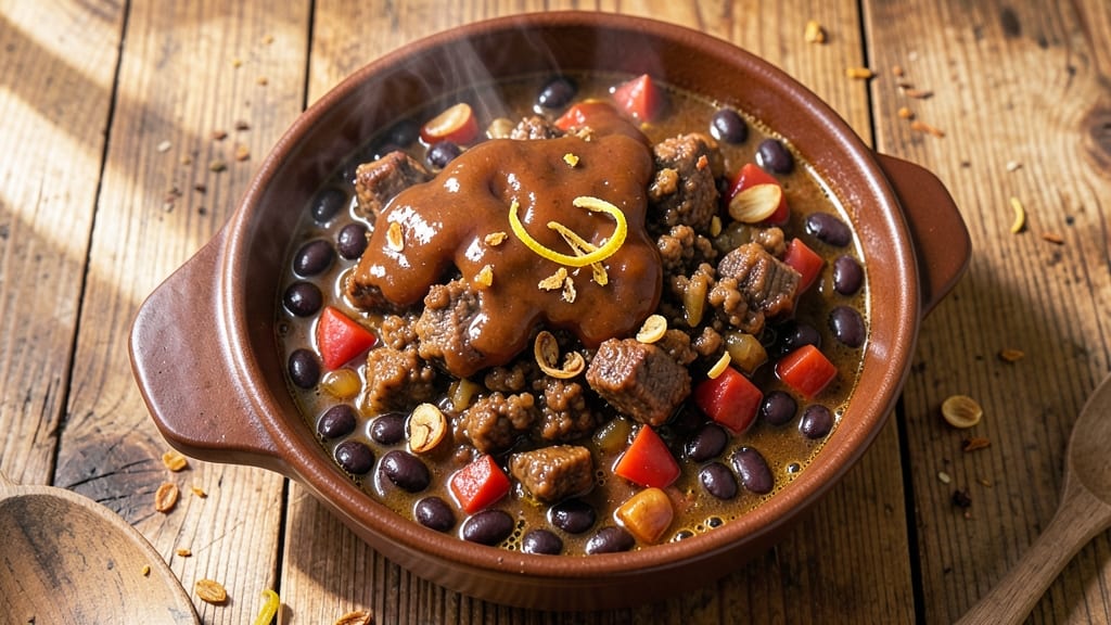 Black Bean Ground Pork Chili Recipe: Deep-Smoked Spice with Melty Cheese Topping