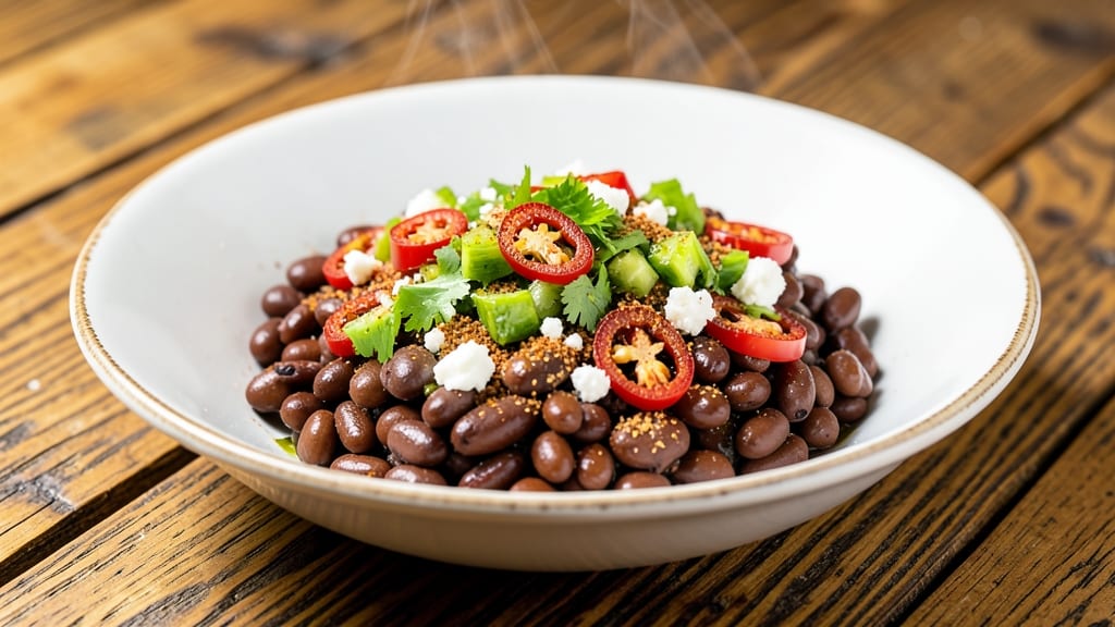 Black Bean Cowboy Caviar Recipe: Charred Tortilla Crunch Over Smoky Cumin-Lime Base