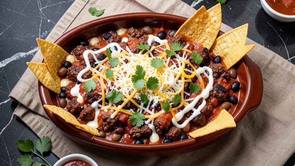 Beef and Bean Taco Casserole Recipe: Cheesy Tortilla Crown Crunch Over Hearty Filling