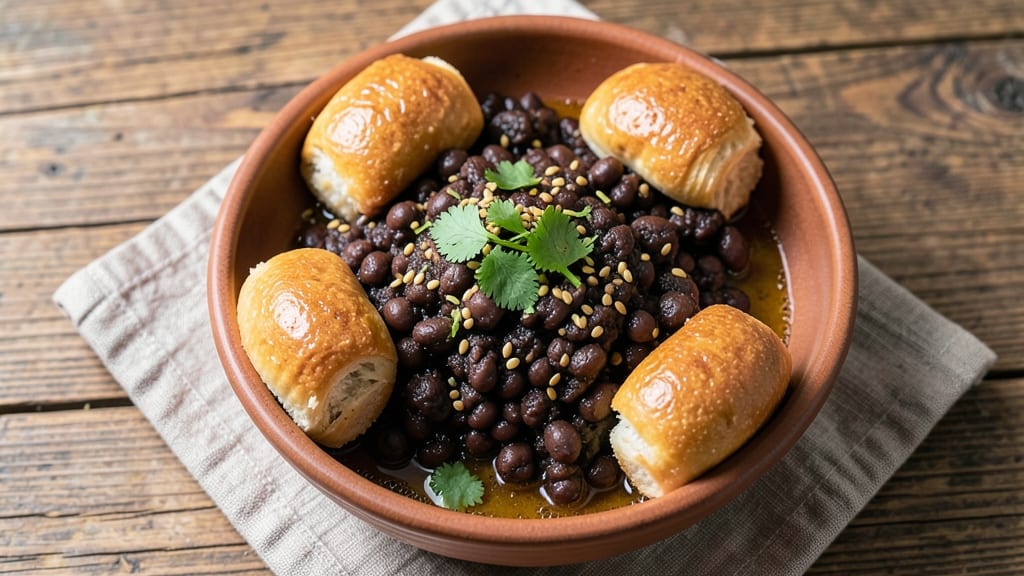 Black Bean Buns Recipe: Crispy Tortilla Crowns Over Spiced Cumin Filling