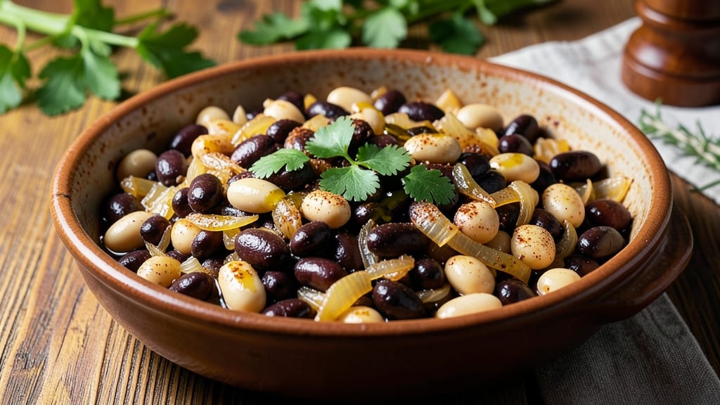 Black Beans and Butter Beans Recipe: Creamy Cumin-Spiced Mash With Crispy Tortilla Topping