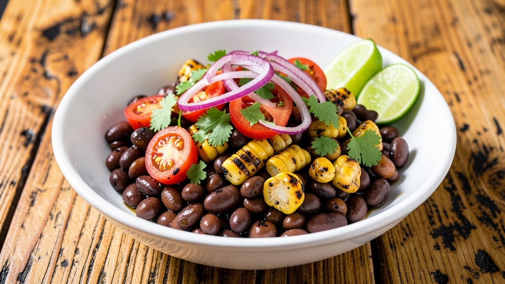 Black Bean and Corn Pico De Gallo Recipe: Crunchy Tortilla Crowns Over Zesty Lime Base