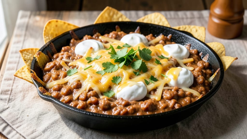 Baked Refried Beans Dip Recipe: One-Tray Crispy Cheese Topping Magic