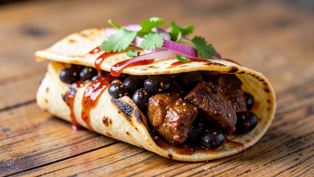 Beef and Black Bean Burrito Recipe: Spiced Cumin Beef and Melty Cheese Roll-Ups