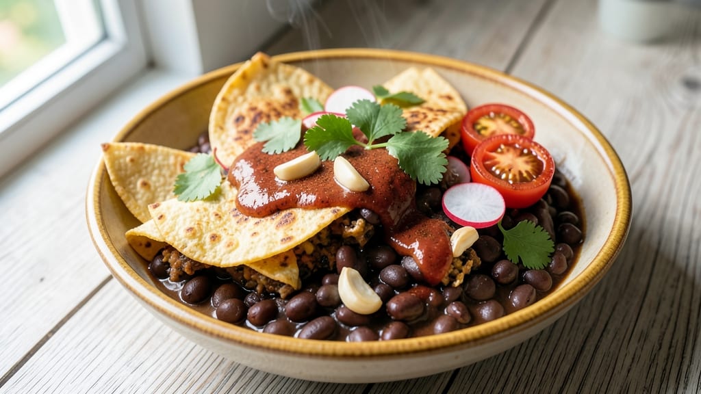 Black Bean Fiesta Recipe: Crispy Tortilla Crowns Over Smoky Cumin Spice
