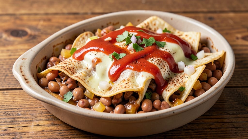 Baked Bean and Enchilada Recipe: Smoky Tortilla Crunch Over Melty Cheese