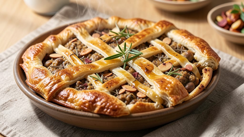 Authentic Muslim Bean Pie Recipe: Flaky Crust Over Spiced Chickpea Filling