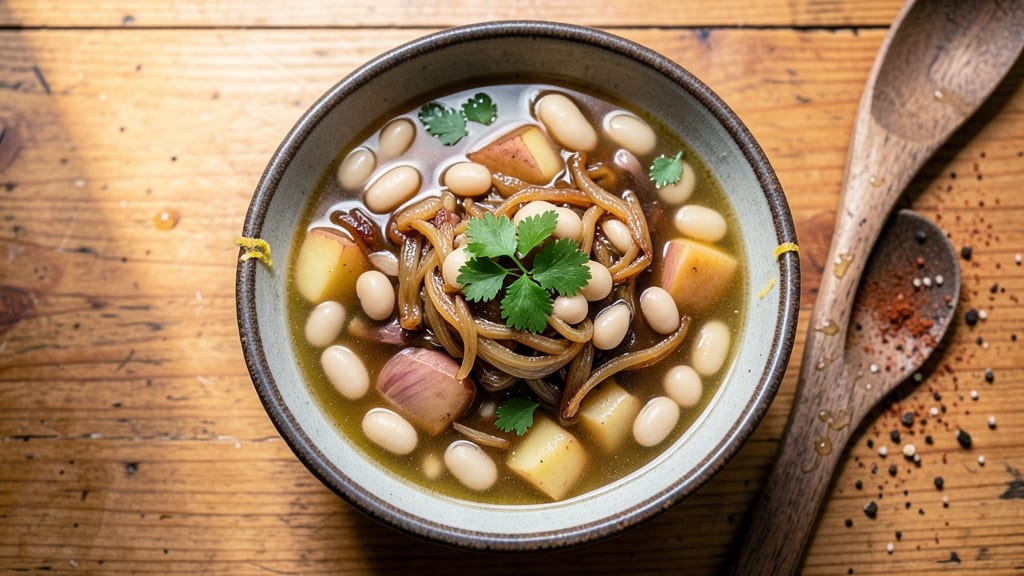 Bean Soup With Potatoes, Onions, and Garlic Recipe: Hearty Rustic Flavor in One Pot