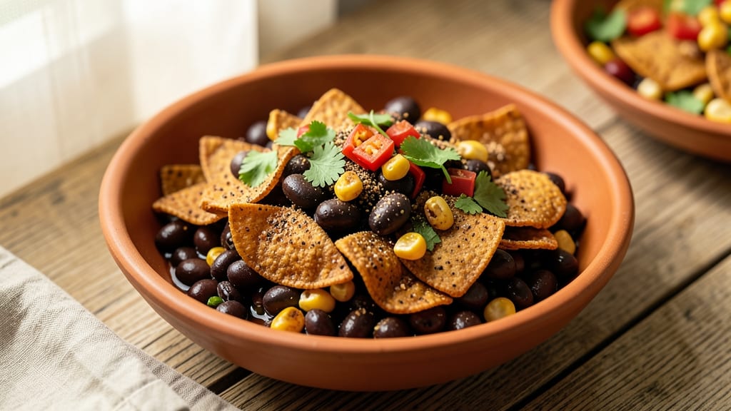 Black Bean Snack Recipe: Crunchy Tortilla Crowns With Spiced Cumin Heat
