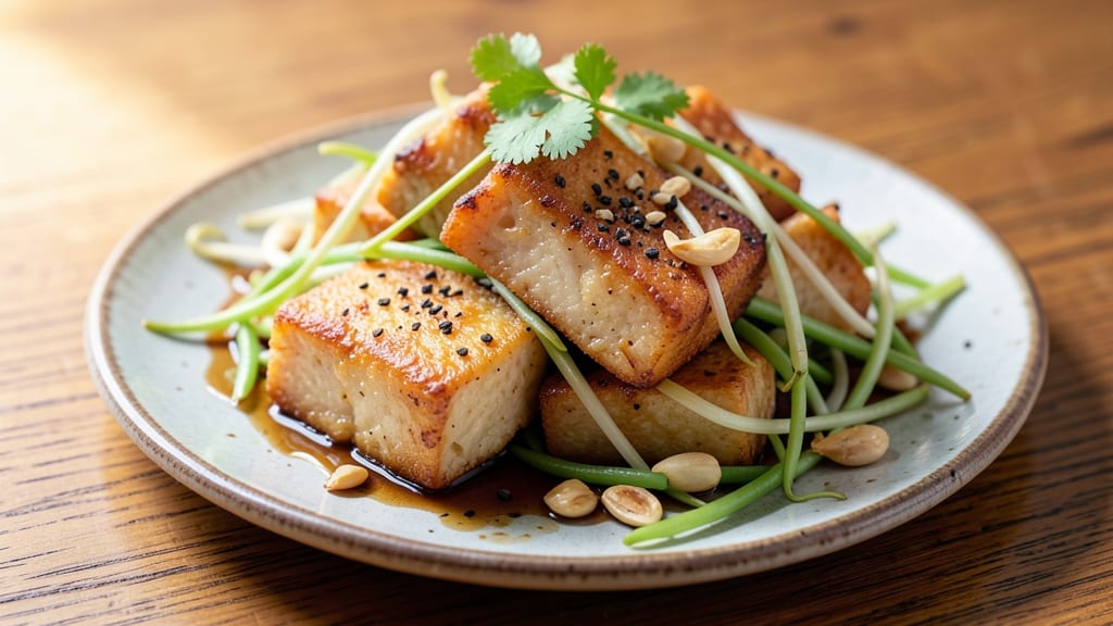 Filipino Bean Sprouts and Tofu Recipe: Crispy-Fried Tofu with Garlicky Soy Vinaigrette