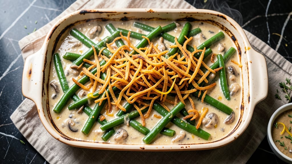Big Green Bean Casserole Recipe: Crispy Topped Comfort with Creamy Mushroom Magic