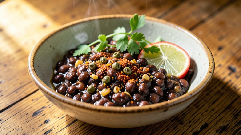 Black Bean Caviar Recipe: Smoky Cumin-Infused Crunch Over Creamy Lime Base