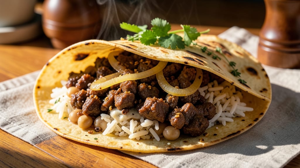 Authentic Beef and Bean Burrito Recipe: Crispy Tortilla Crowns With Spiced Filling