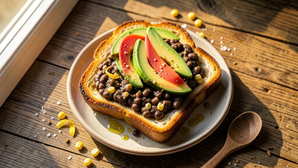 Black Bean Toast Recipe: Crispy Avocado Topping with Spiced Beans