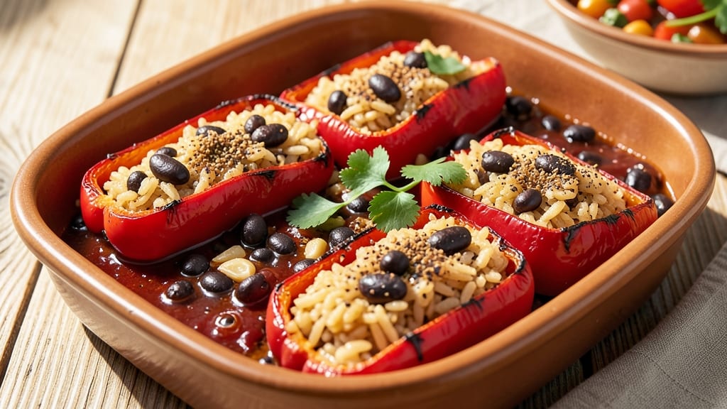 Bean and Rice Stuffed Peppers Recipe: Smoky Cumin and Charred Top Crunch
